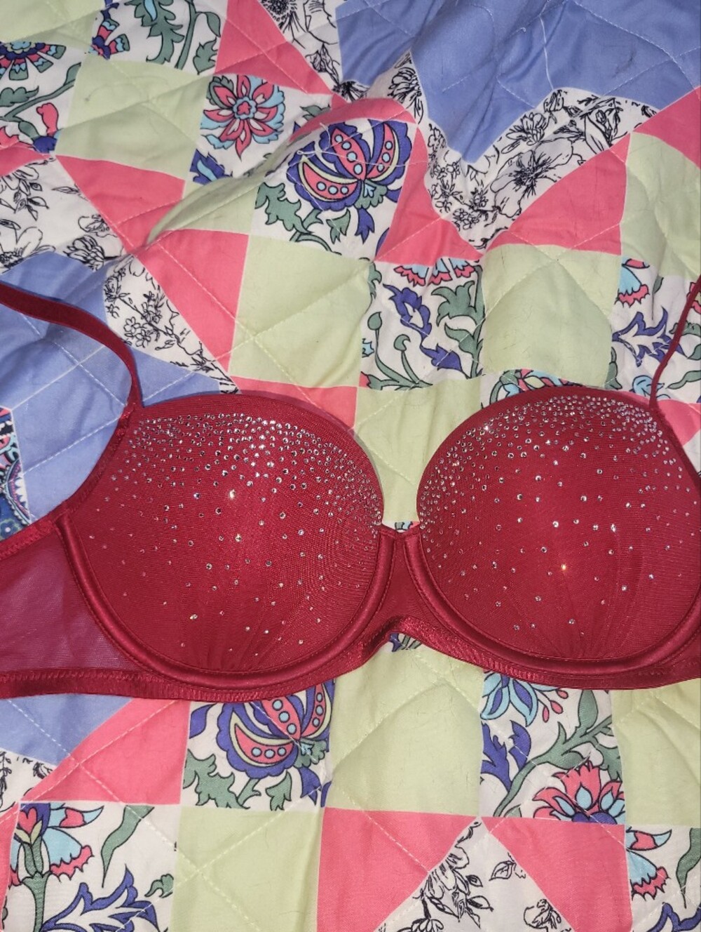 32C NWT Red Bedazzled Victoria Secret Lightly Lined Balconette Bra